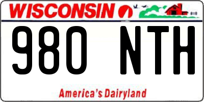WI license plate 980NTH