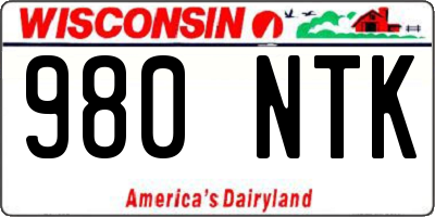 WI license plate 980NTK