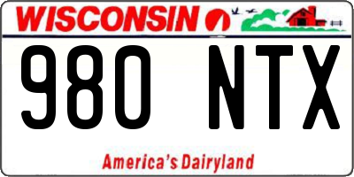 WI license plate 980NTX