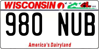 WI license plate 980NUB
