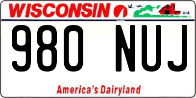 WI license plate 980NUJ