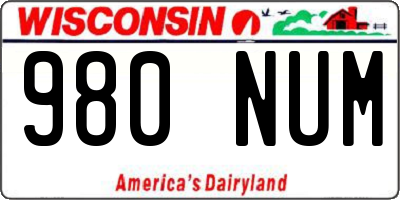 WI license plate 980NUM