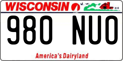 WI license plate 980NUO