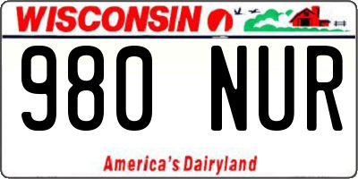 WI license plate 980NUR