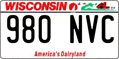 WI license plate 980NVC