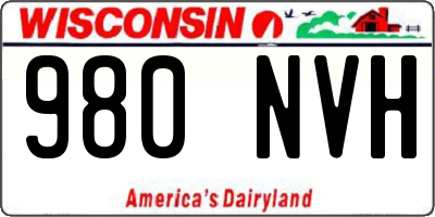 WI license plate 980NVH