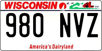 WI license plate 980NVZ