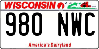 WI license plate 980NWC