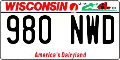 WI license plate 980NWD