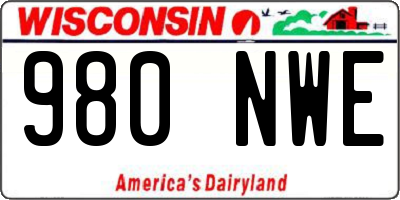 WI license plate 980NWE