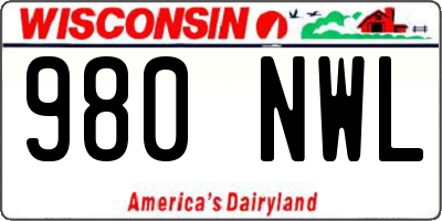 WI license plate 980NWL
