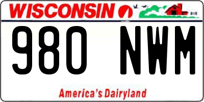 WI license plate 980NWM