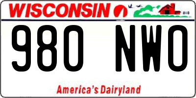 WI license plate 980NWO