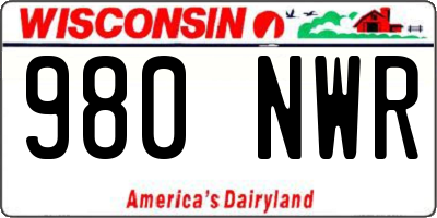 WI license plate 980NWR