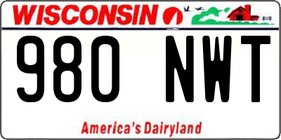WI license plate 980NWT