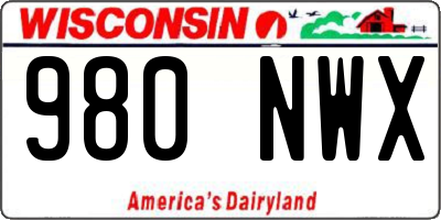 WI license plate 980NWX