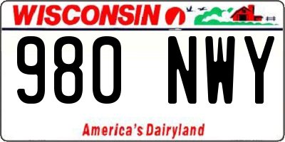 WI license plate 980NWY