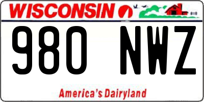 WI license plate 980NWZ