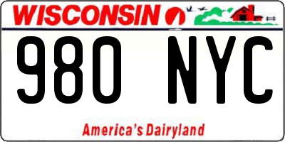 WI license plate 980NYC