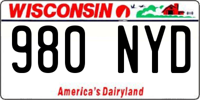 WI license plate 980NYD