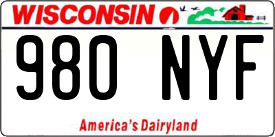 WI license plate 980NYF