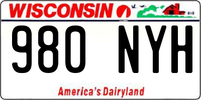 WI license plate 980NYH