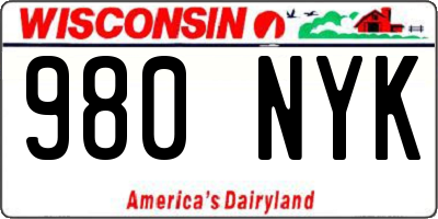 WI license plate 980NYK