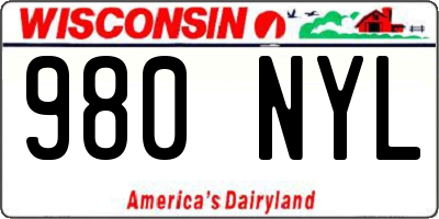 WI license plate 980NYL