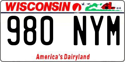 WI license plate 980NYM