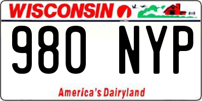 WI license plate 980NYP