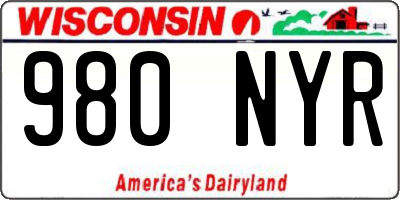 WI license plate 980NYR