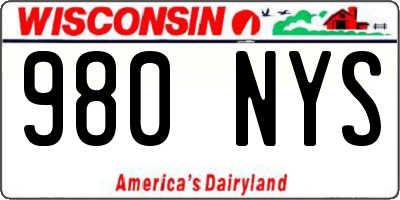 WI license plate 980NYS