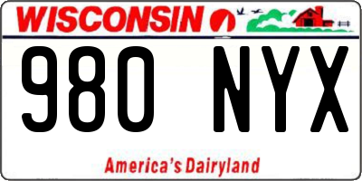 WI license plate 980NYX