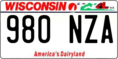 WI license plate 980NZA