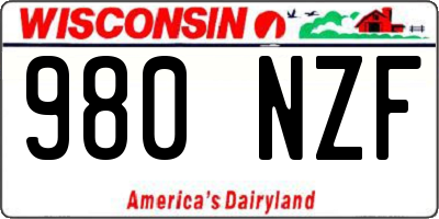 WI license plate 980NZF