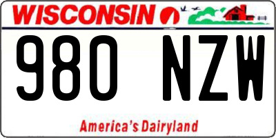 WI license plate 980NZW