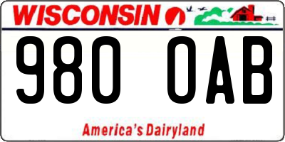 WI license plate 980OAB