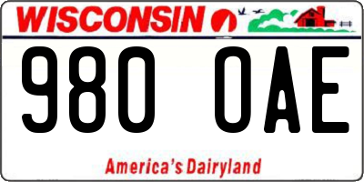 WI license plate 980OAE