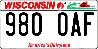 WI license plate 980OAF