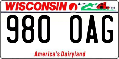 WI license plate 980OAG