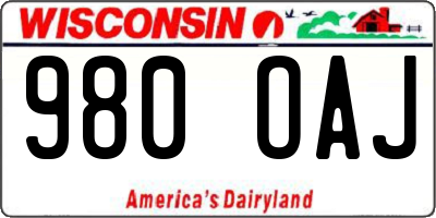 WI license plate 980OAJ