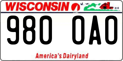 WI license plate 980OAO