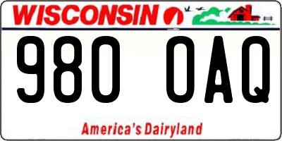 WI license plate 980OAQ