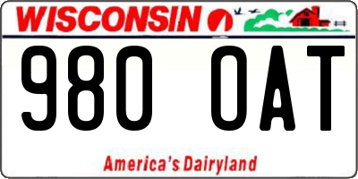WI license plate 980OAT