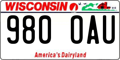 WI license plate 980OAU