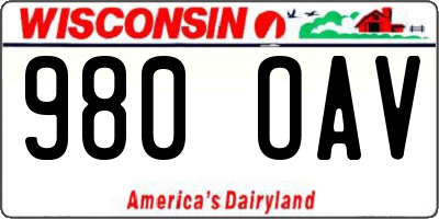 WI license plate 980OAV