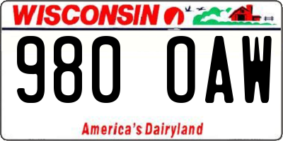WI license plate 980OAW
