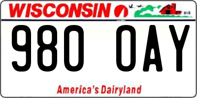 WI license plate 980OAY