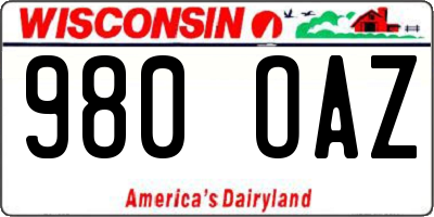 WI license plate 980OAZ