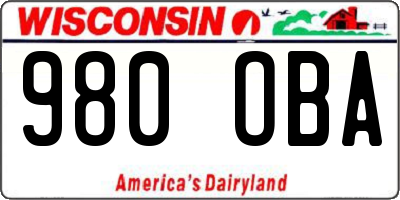 WI license plate 980OBA